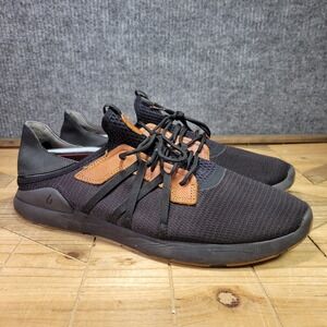 Olukai Mio Li Mens 14 Lace Up Mesh Athletic Shoes Casual Black Brown‎ Sneakers